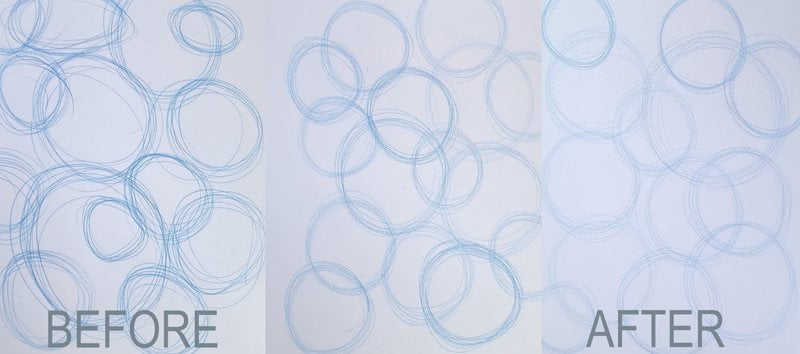 Traced circle warm-ups by Steff Farrar, loose and uneven before practice and tighter and rounder after